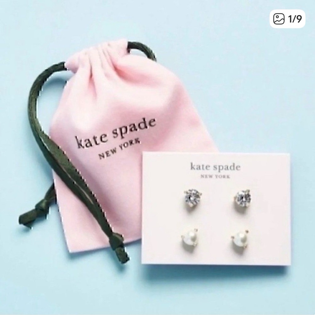 Kate Spade Earrings Set In Gold, Cz And Pearl